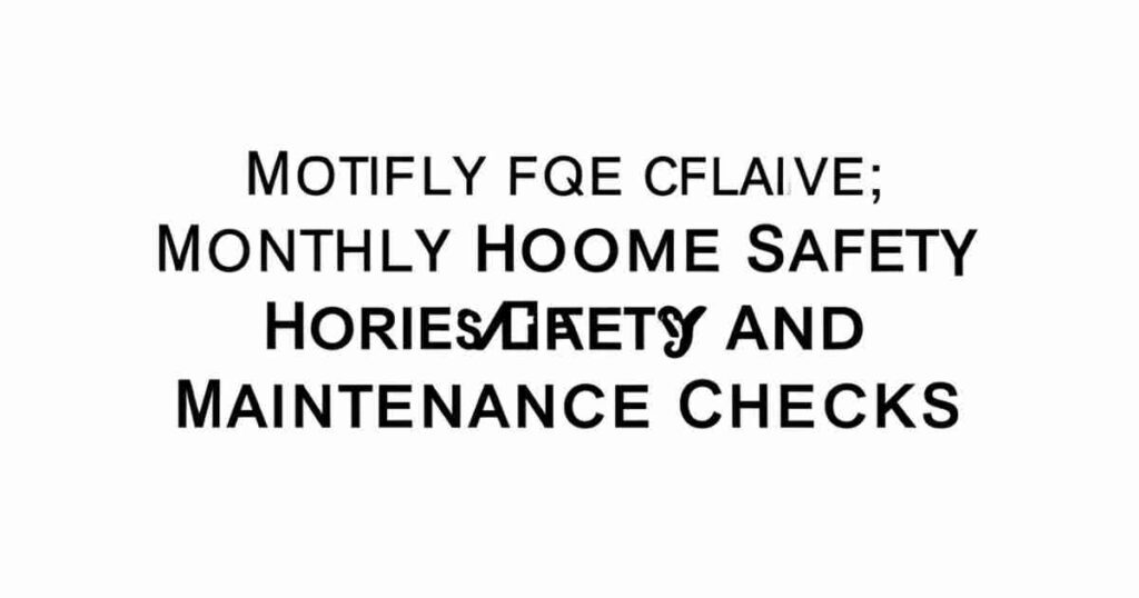 Monthly Home Safety and Maintenance Checks